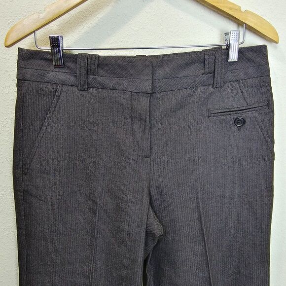 Larry Levine Stretch Cuffed Brown Herringbone Trousers Size 8 - Picture 4 of 7